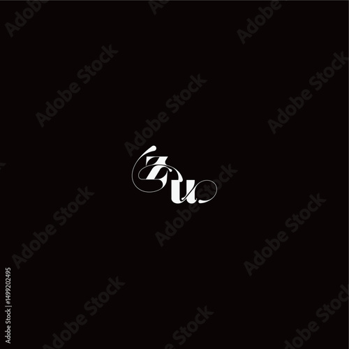 ZU letter monogram style and elegant concept organic hairline logo wedding typography initial
