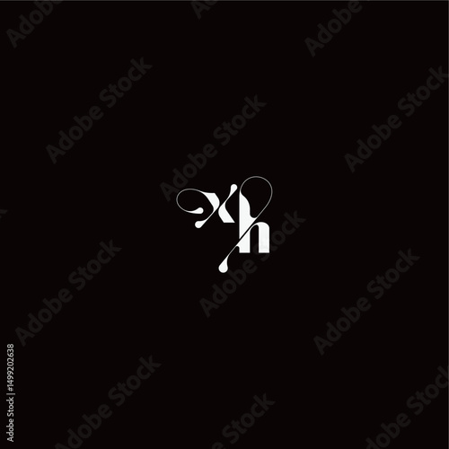 XH letter monogram style and elegant concept organic hairline logo wedding typography initial