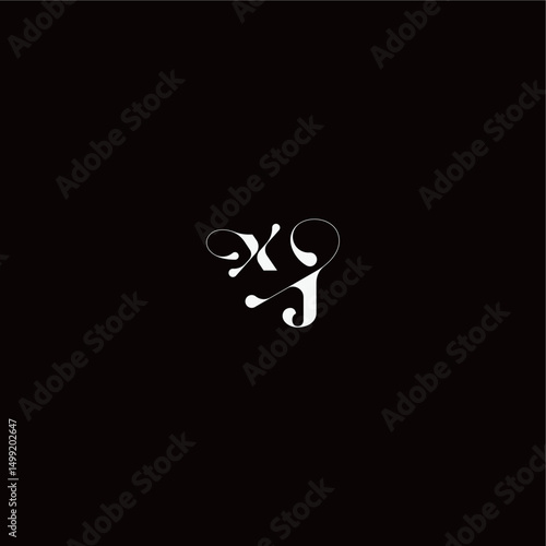 XJ letter monogram style and elegant concept organic hairline logo wedding typography initial