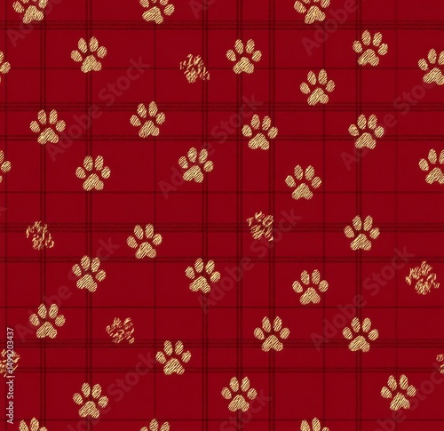 Golden paw print pattern on...