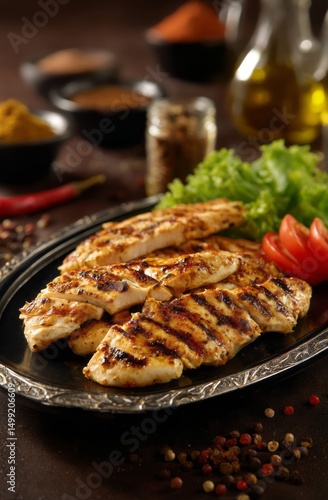 Grilled chicken breast slic...