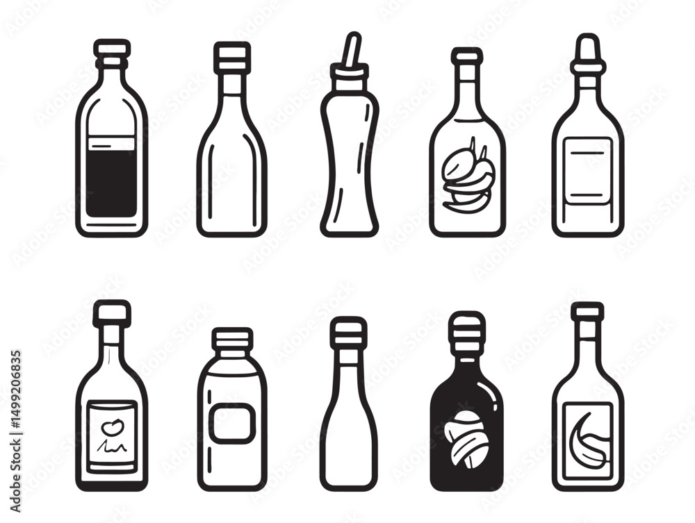 Spicy Hot Sauce Outline Drawing Vector Graphic Art Spicy Hot Sauce Outline Drawing Vector Graphic Art