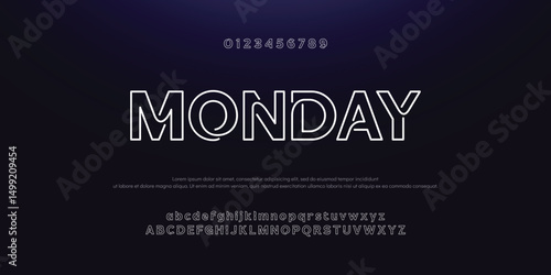 Creative Outline Double line monogram alphabet and tech fonts. Lines font regular uppercase and lowercase. Vector illustration.