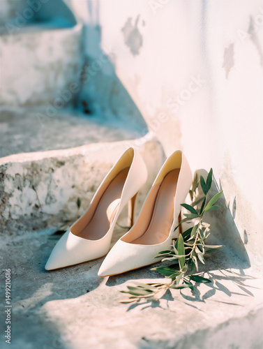 Ivory Bridal Heels with Lemon Details