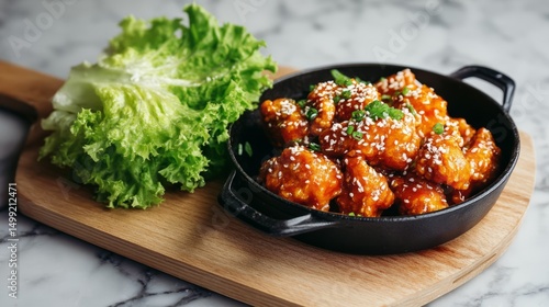 Sesame chicken with lettuce...