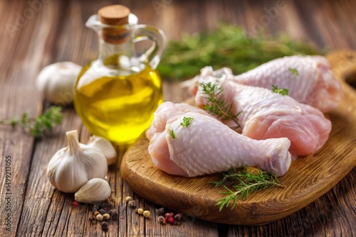 Fresh chicken drumsticks an...