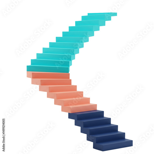 Wallpaper Mural Abstract Colorful Spiral Staircase Representing Growth, Progress, and Achievement in a Minimalist 3D Render Torontodigital.ca