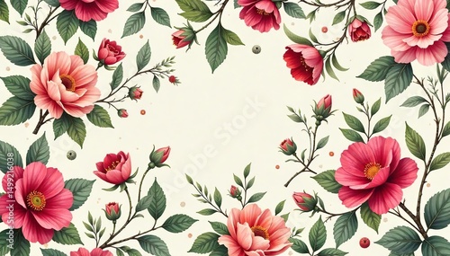 Wallpaper Mural Intricate floral pattern design, perfect for textile, wallpaper, or surface design projects  Elegant blooms and leaves create a sophisticated and timeless aesthetic , aesthetic, flower pattern Torontodigital.ca