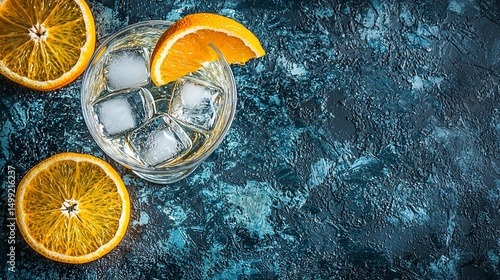 Refreshing citrus cocktail with ice