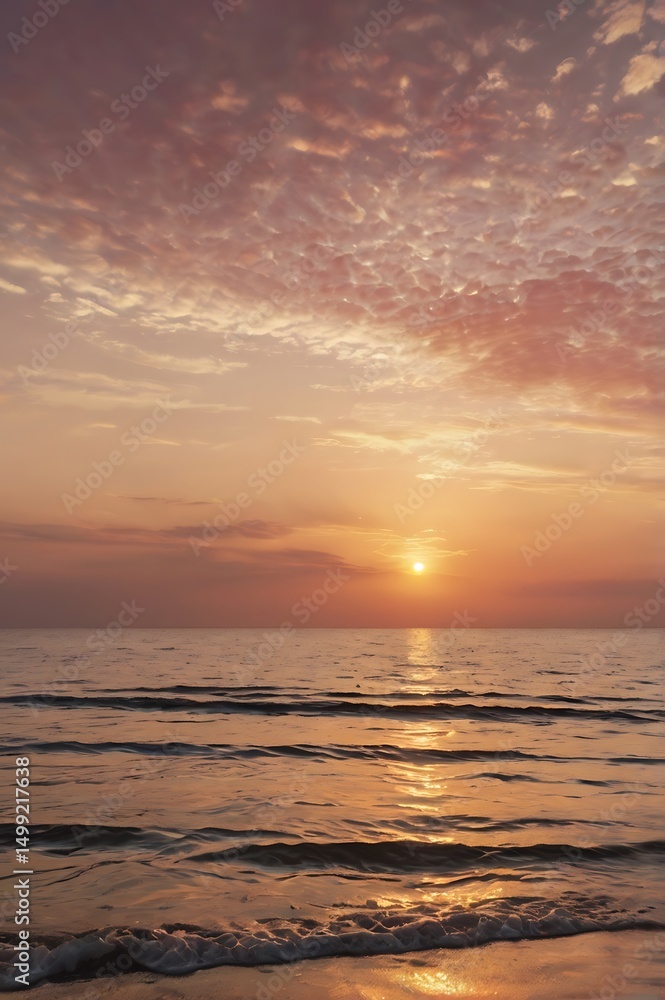 Obraz premium Serene Sunset Over the Ocean A Breathtaking View of Golden Hour