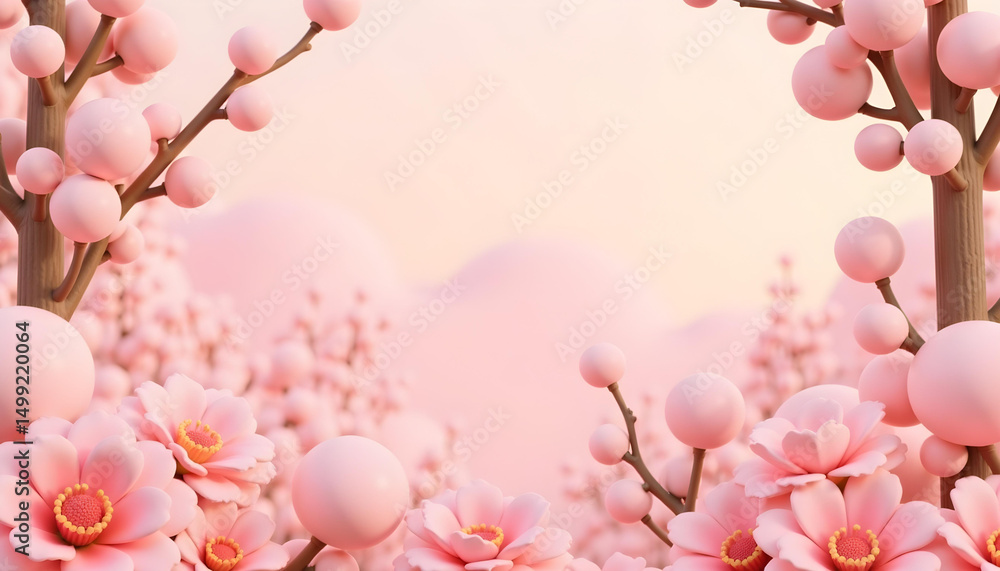 Fototapeta premium pink cherry blossoms background