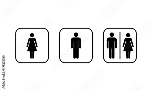 Minimalist Restroom Icons Vector Male Female and Unisex Symbols