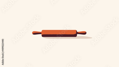 The image showcases a digital illustration or rendering of a rustic orange-toned rolling pin set against a stark white background. The rolling pin is depicted in a slightly elevated position.