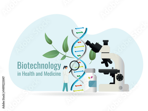 Scientist analyzing dna structure with biotechnology in health and medicine