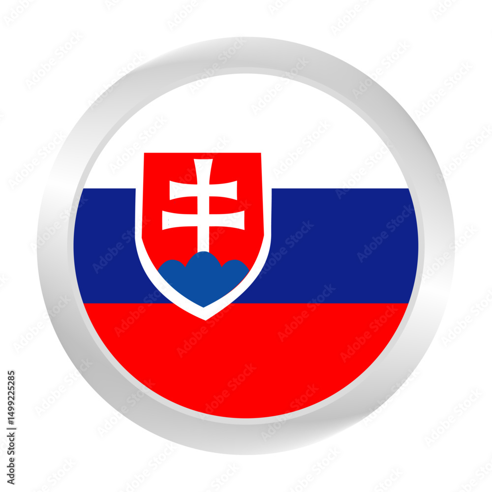 Obraz premium Flag of slovakia. Circle flag icon logo. Round flag. Flag icon. Standard color. Digital illustration. Vector illustration. 
