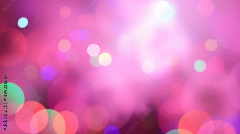 Fototapeta premium Colorful bokeh lights blurred background, vibrant and lively atmosphere effect.