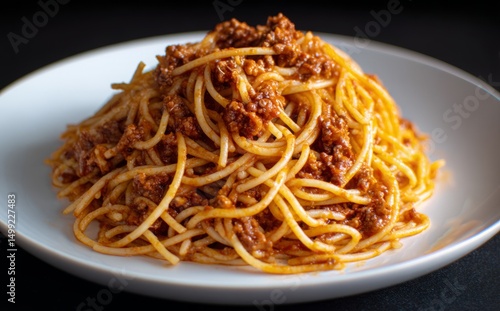 A plate of spaghetti with m...