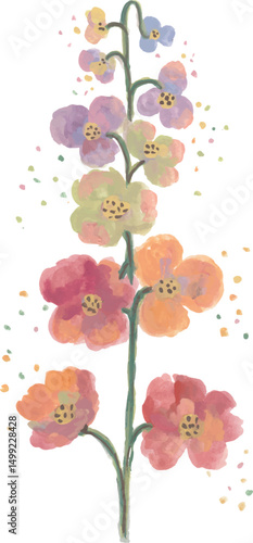 Watercolor Delphinium Bloom pastel colors
