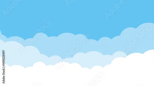Obraz 雲　背景　シンプル　ベクター　青空　もこもこ