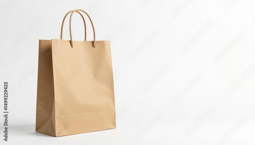 Empty brown paper shopping bag, isolated on white background , close-up, craft, texture Empty brown paper shopping bag, isolated on white background , close-up, craft, texture