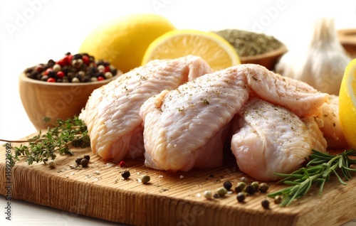 Seasoned chicken pieces on ...