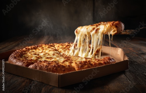 Melted cheese pizza slice b...