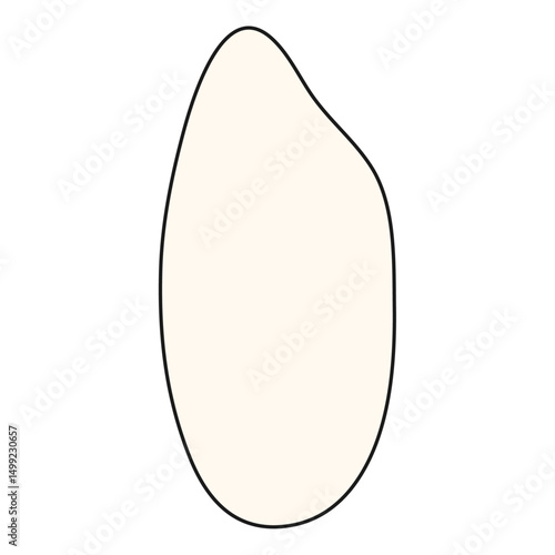 主線ありの米粒イラスト｜シンプルな一粒のお米ベクター素材