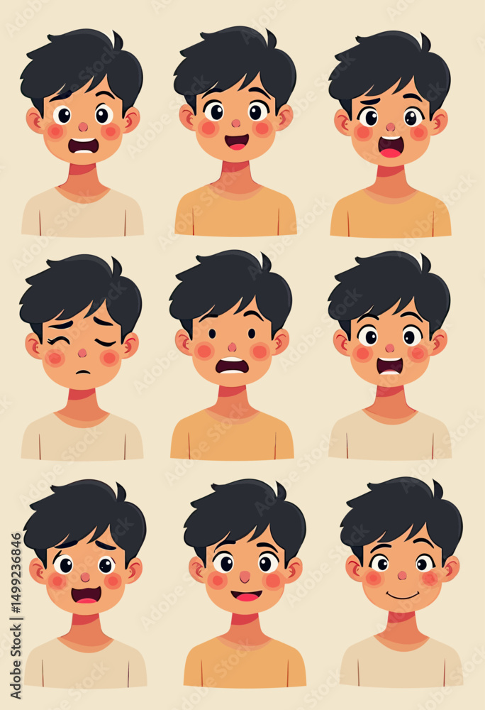 Vector Set of Faceless Flat Character Depicting Seven Daily Emotions, Representing a Week of Feelings Through Simplified Gestures and Minimalist Visual Language
Vector Set of Faceless Flat Character Depicting Seven Daily Emotions, Representing a Week of Feelings Through Simplified Gestures and Minimalist Visual Language