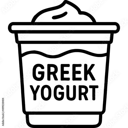 Greek yogurt tub black and white outline icon