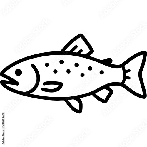 Minimal outline icon of a trout