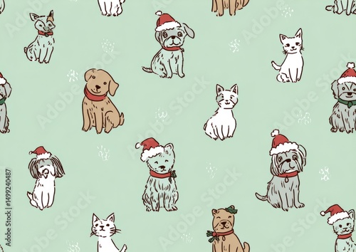 Festive pets in santa hats ...