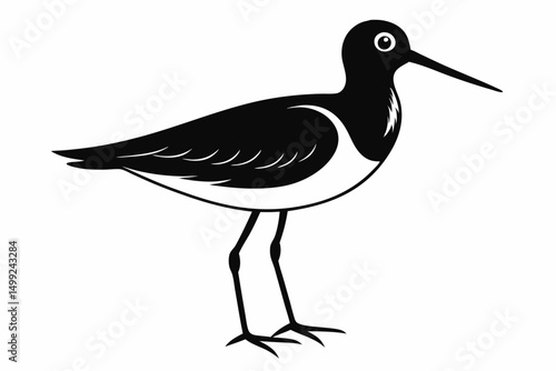 sandpiper silhouette line art vector illustration with a white background