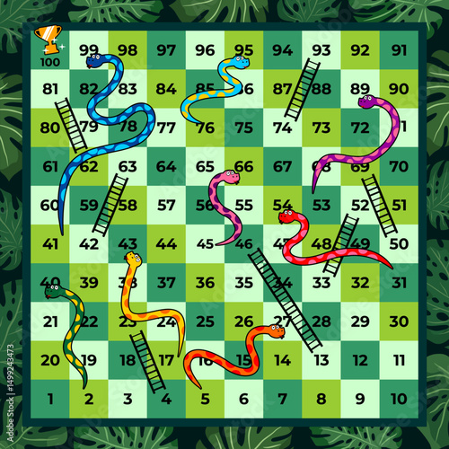 classic snakes and ladders board game vector image illustration