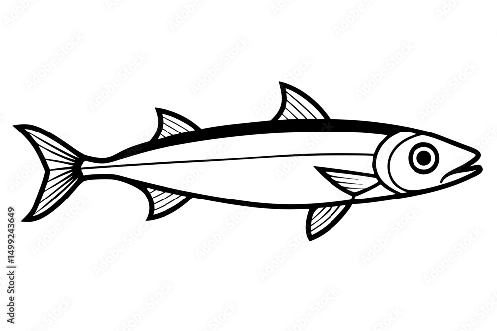 Fototapeta premium sardine silhouette line art vector illustration with a white background