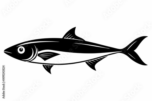 sardine silhouette line art vector illustration with a white background