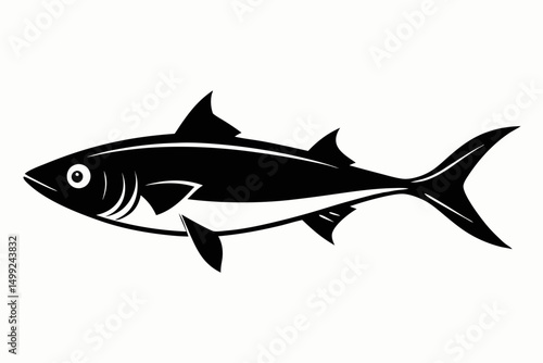 sardine silhouette line art vector illustration with a white background