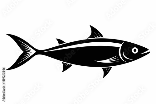 sardine silhouette line art vector illustration with a white background