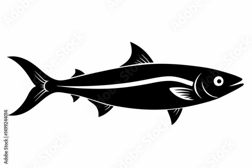 sardine silhouette line art vector illustration with a white background