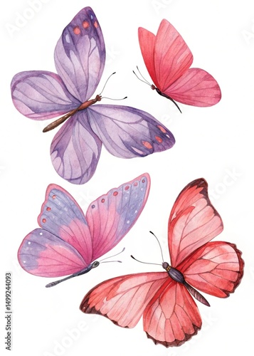set of watercolor flowers