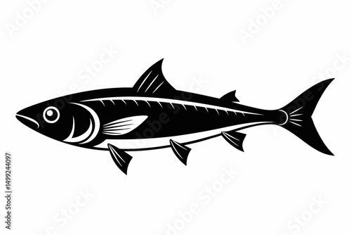 sardine silhouette line art vector illustration with a white background