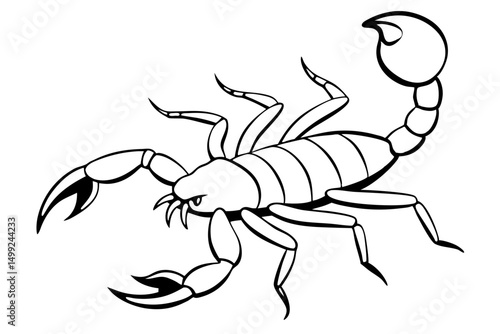scorpion silhouette line art vector illustration with a white background
