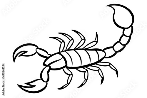 scorpion silhouette line art vector illustration with a white background