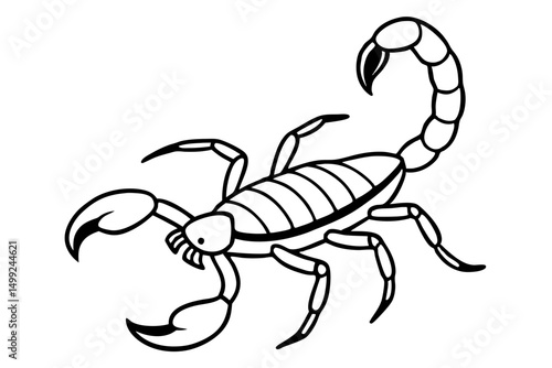 scorpion silhouette line art vector illustration with a white background