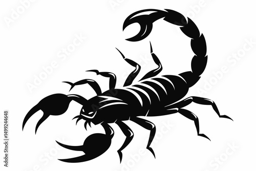 scorpion silhouette line art vector illustration with a white background