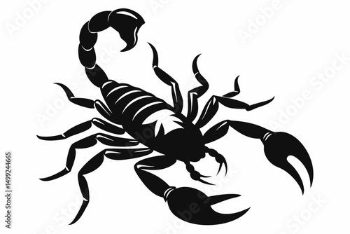 scorpion silhouette line art vector illustration with a white background