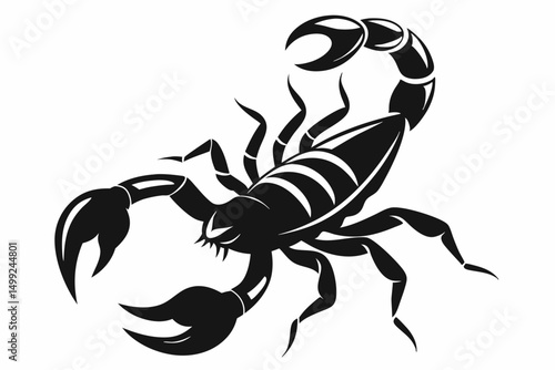 scorpion silhouette line art vector illustration with a white background