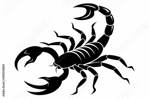 scorpion silhouette line art vector illustration with a white background
