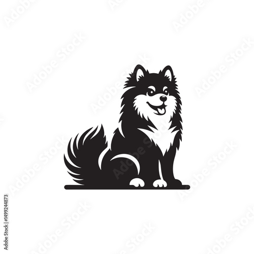 "Charming Pomsky Vector Silhouette: Stylish Hybrid Dog Design Showcasing Fluffy Coat, Perky Ears, and Playful Stance in Clean, Minimalist Style for Craft and Digital Projects"
