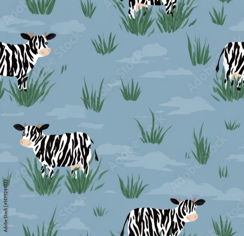 Cute black and white cows g...