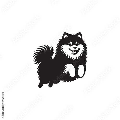 "Charming Pomsky Vector Silhouette: Stylish Hybrid Dog Design Showcasing Fluffy Coat, Perky Ears, and Playful Stance in Clean, Minimalist Style for Craft and Digital Projects"
